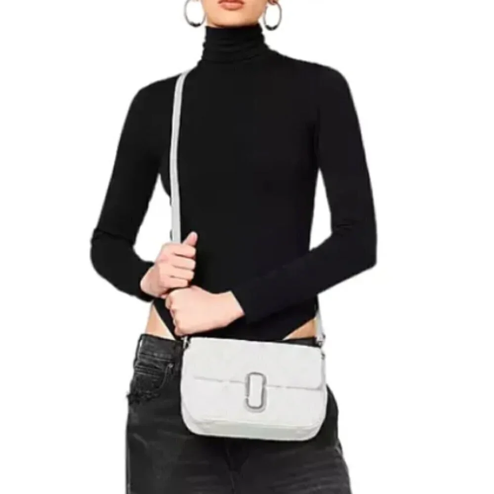 NWT! New Marc Jacobs J Marc Shoulder Bag -Quilted Lambskin leather -Cotton White